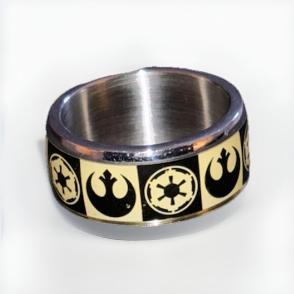 Star Wars Stainless Steel Empire Rebel Alliance Symbol Ring Sz 8 Kidcore - Picture 1 of 6